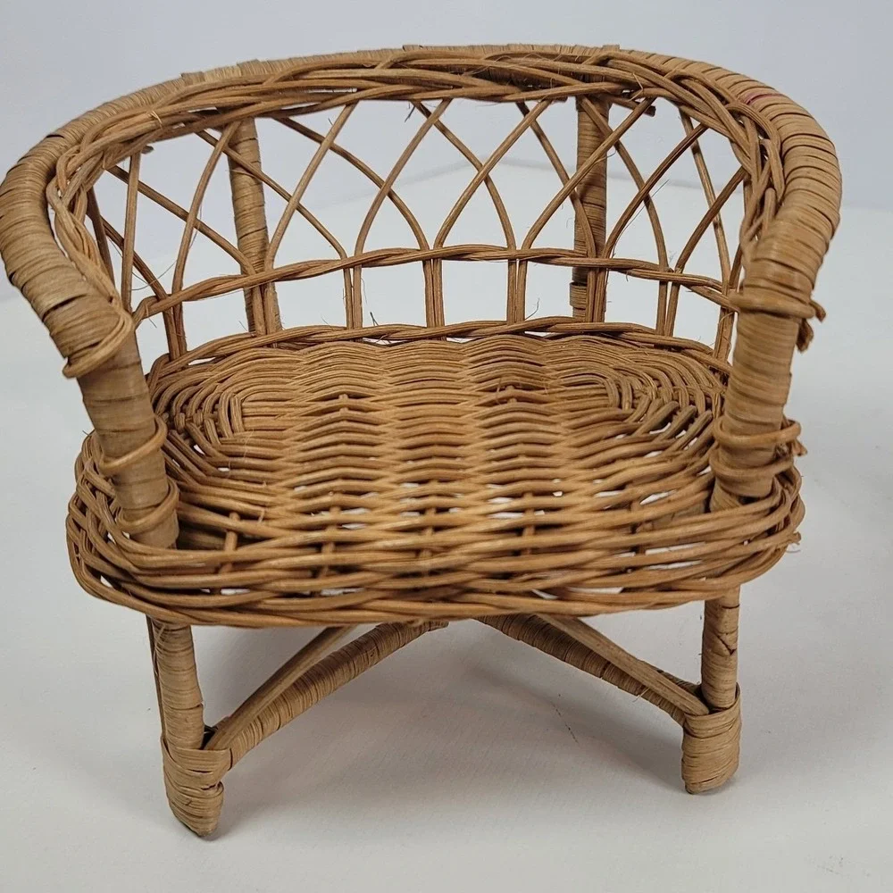 Vintage Miniature Wicker Basket Set 3pc Loveseat Star Wall Basket Watering Can